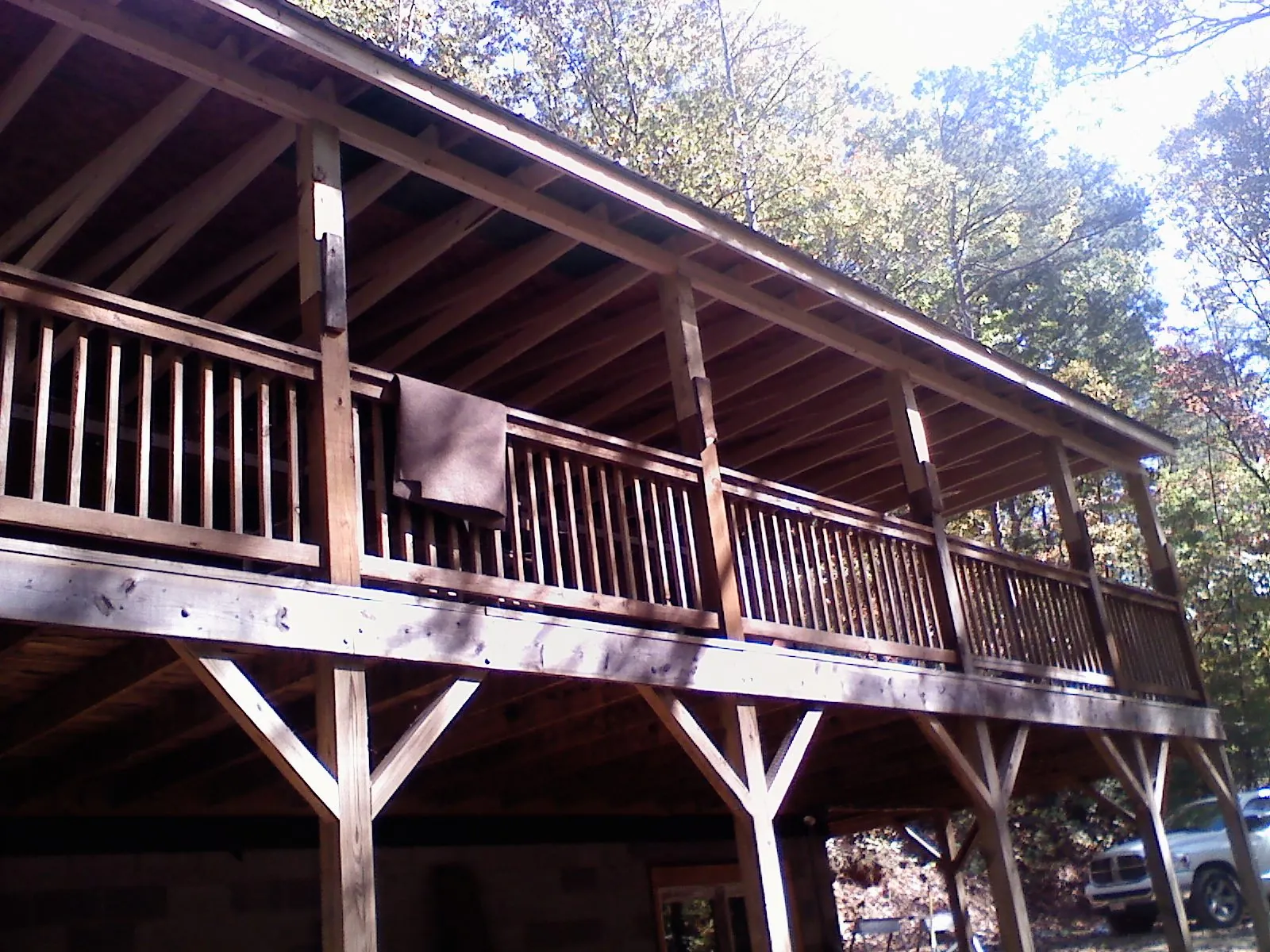 Timber framing under a new elevated porch and deck — Roof Leak Repair in Davidsonville by Roofing Brothers